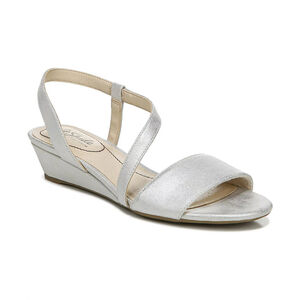 Life Stride Yasmine Women's 7.5 Silver Strappy Wedge Sandals NIB